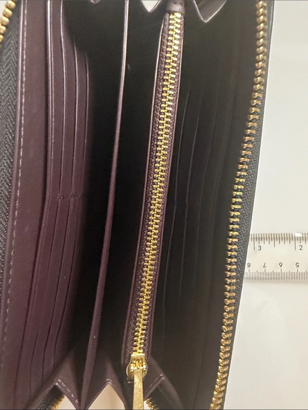 Coach Black Leather Zip Wallet with Gold Logo